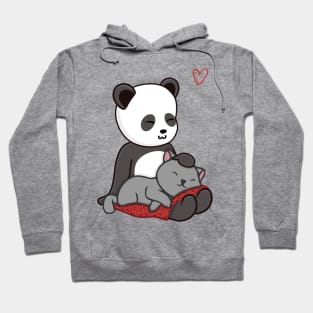 Cute Kawaii Chibi Panda Petting It's Pet Cat Hoodie